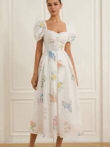 BELROSIE Organza Sleeveless Ruffle Trim Dress For Women - Multicolor - View 4
