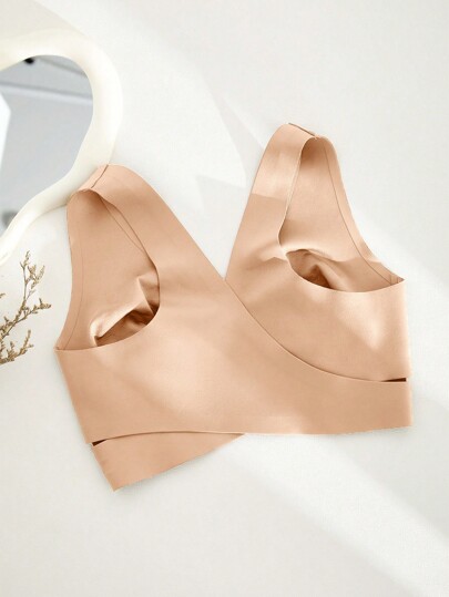 NudeFit 1pc Women Seamless No Padding Elegante Breathable Com Tafel Crisscross Back eau BH Front Closure Brapush Up Sports view 8