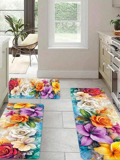 SHEIN 3pcs Super Absorbent Diatom Mud Shower Floor/Table Mat - FLOWER Style,Non-Slip Bottom, Adorable Shower Patterns - Multi-Purpose For Shower, Coffee, Cups, Coffee Machine & Large Dish Drying - Quick-Dry, Easy To Clean - Perfect For Bathroom, Kitchen, Floor, Shower, Entryway, Laundry Room - Ideal Housewarming Gift[Bathroom Mat] [Bath Mat][Bathroom Mats]