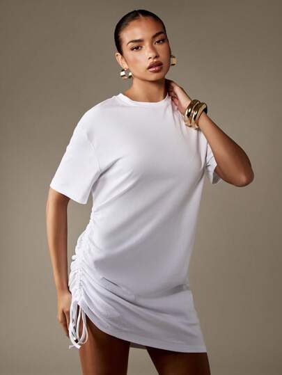 White Ruched Side Fitted Shirt Dress White Ruched Shirt Dress By Veronica  Beard Rent The Runway