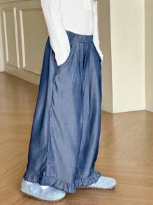 Dazy Kids Young Girls Casual Loose Wide-Leg Jeans - Blue - View 4