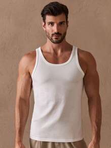 HIMLAND Men 100% Cotton Solid Tank Top