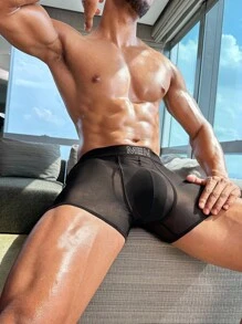 DrisQ Ropa interior sexy para hombres con tela de malla, reveladora y que levanta el trasero