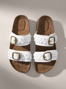 Solecia Sandalias casuales de mujer con diseño de hebilla ajustable