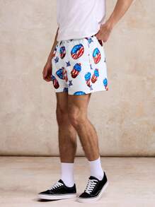Manfinity KASUA Men's Ice Cream Print Drawstring Waist Pocket Beach Shorts - Multicolor - View 6