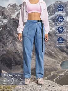 Quần Jeans Denim Đơn Giản Thường Ngày Cho Nữ - Màu xanh lam - Xem 1