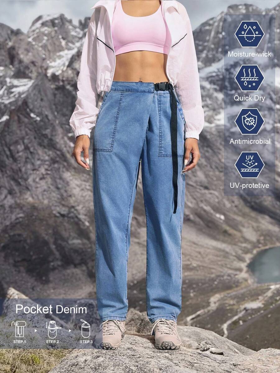 Quần Jeans Denim Đơn Giản Thường Ngày Cho Nữ - Màu xanh lam - Xem 1