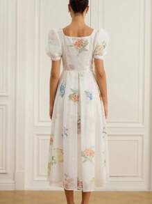 BELROSIE Organza Sleeveless Ruffle Trim Dress For Women - Multicolor - View 2