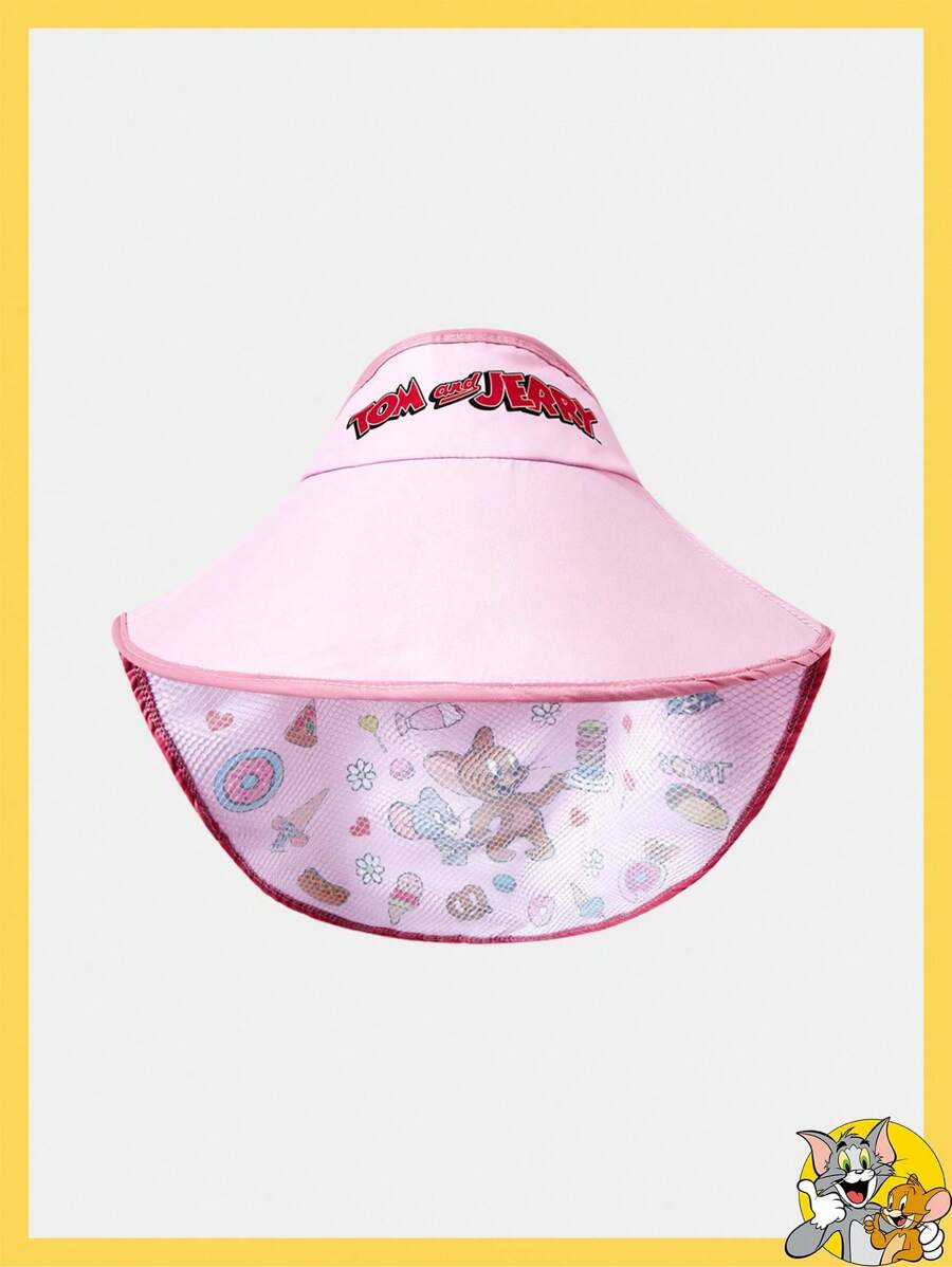 TOM & JERRY X SHEIN 可爱卡通图案太阳帽，粉色 - 粉色 - 查看 1