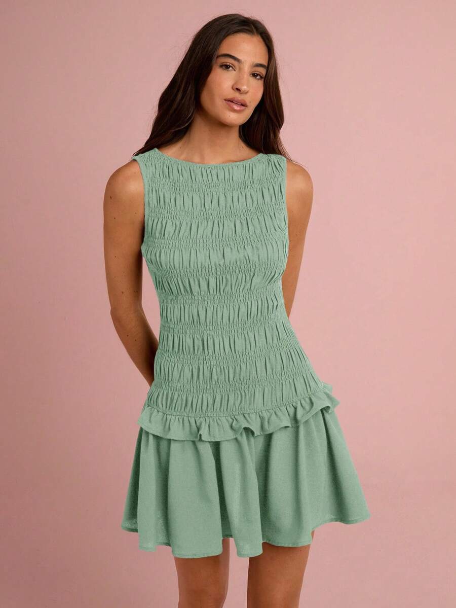 Enchnt 女士时尚优雅无袖连体裤连衣裙，夏季 - 薄荷綠 - 查看 1