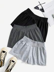 Comfortcana Set de 3 piezas con sudadera con capucha de escote en V y pantalones cortos para mujer - Multicolor - Ver 1