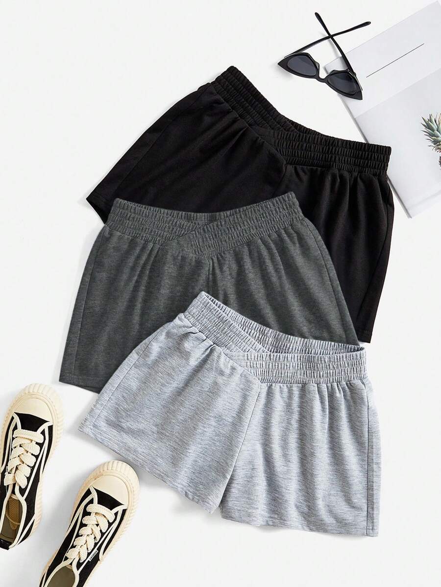 Comfortcana Set de 3 piezas con sudadera con capucha de escote en V y pantalones cortos para mujer - Multicolor - Ver 1