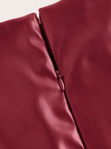 Siren Gaze Women's Burgundy Red Leather Dress Fashionable Ruched Autumn/Winter Sleeveless Ruched PU Mini Dress Solid Color Round Neck Ruched PU Leather Sleeveless Mid-Length Dress , Suitable For Party, Office, Outdoor, Liner Or Stand-Alone, Cocktail Dress Suitable For Going Out And Parties Christmas Dress New Year Elegant Evening Dress Spring Valentine's Day - Rose Red - View 4