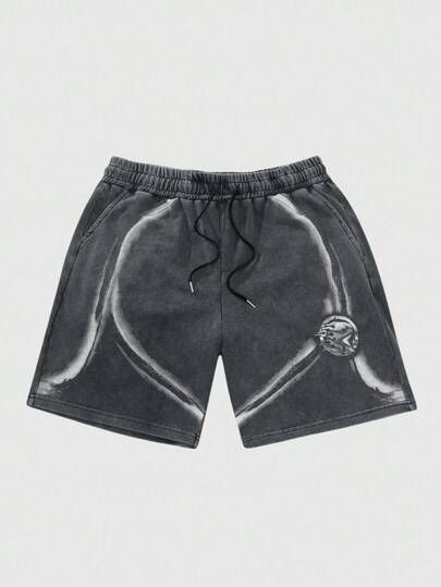 Street Life Herren Sommer Shorts mit Zebra Muster Design, abgenutzte und Washed Oberfläche