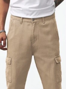 Manfinity Homme Men Flap Pocket Side Cargo Jeans