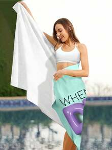 TOM & JERRY X SHEIN Ultra-Fine Microfiber Jerry Cartoon Pattern Beach Towel - Green - View 7