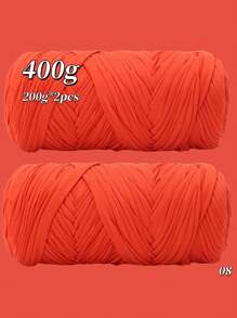 400克（200克*2），2绞装优质高弹布条纱线，适用于手工编织包袋、篮子、地毯、鞋子、各种家居用品和DIY手工艺品，有多种颜色可供选择 - 2卷布條 - 查看 11
