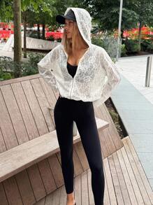 DAZY 女士半透明连帽蕾丝常规夹克女式外套 - 白色 - 查看 2