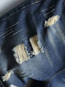 Manfinity EZcore Quần short denim rách túi thường ngày cỡ lớn dành cho nam, quần short jean đa năng dành cho nam rách, phong cách Emo - Màu xanh lam - Xem 3