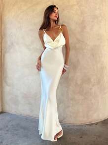 Aloruh Đầm Maxi Satin Trắng Cổ Vuông Thanh Lịch Quyến Rũ Cho Nữ, Trang Phục Tuần Trăng Mật Cho Nữ. Đầm Dự Tiệc Cưới Cho Nữ. Trang Phục Kỳ Nghỉ Trên Đảo. Look Saint John, Đầm Mùa Hè Cho Nữ, Đầm Dự Tiệc Cưới Cho Nữ, Đầm Đi Nắng Cho Nữ, Đầm Sinh Nhật Cho Nữ - trắng - Xem 5