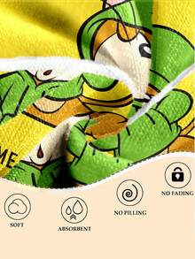 TOM & JERRY X SHEIN Letter & Cartoon Pattern Soft Beach Towel, And Safe, Accompany You To Spend A Refreshing Summer, Super - Fast Water - Absorbing Beach Towel - Yellow - View 4
