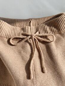 Comfortcana 秋冬休闲纯色高腰抽绳针织短裤