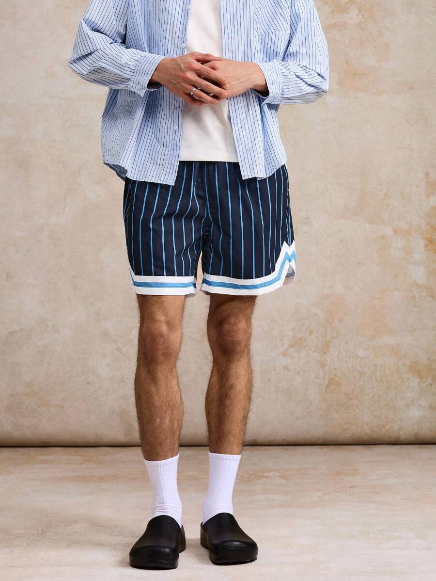 Surfspeed Shorts casuales de playa a rayas para hombres - Multicolor - Ver 1
