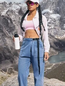 Quần Jeans Denim Đơn Giản Thường Ngày Cho Nữ - Màu xanh lam - Xem 7