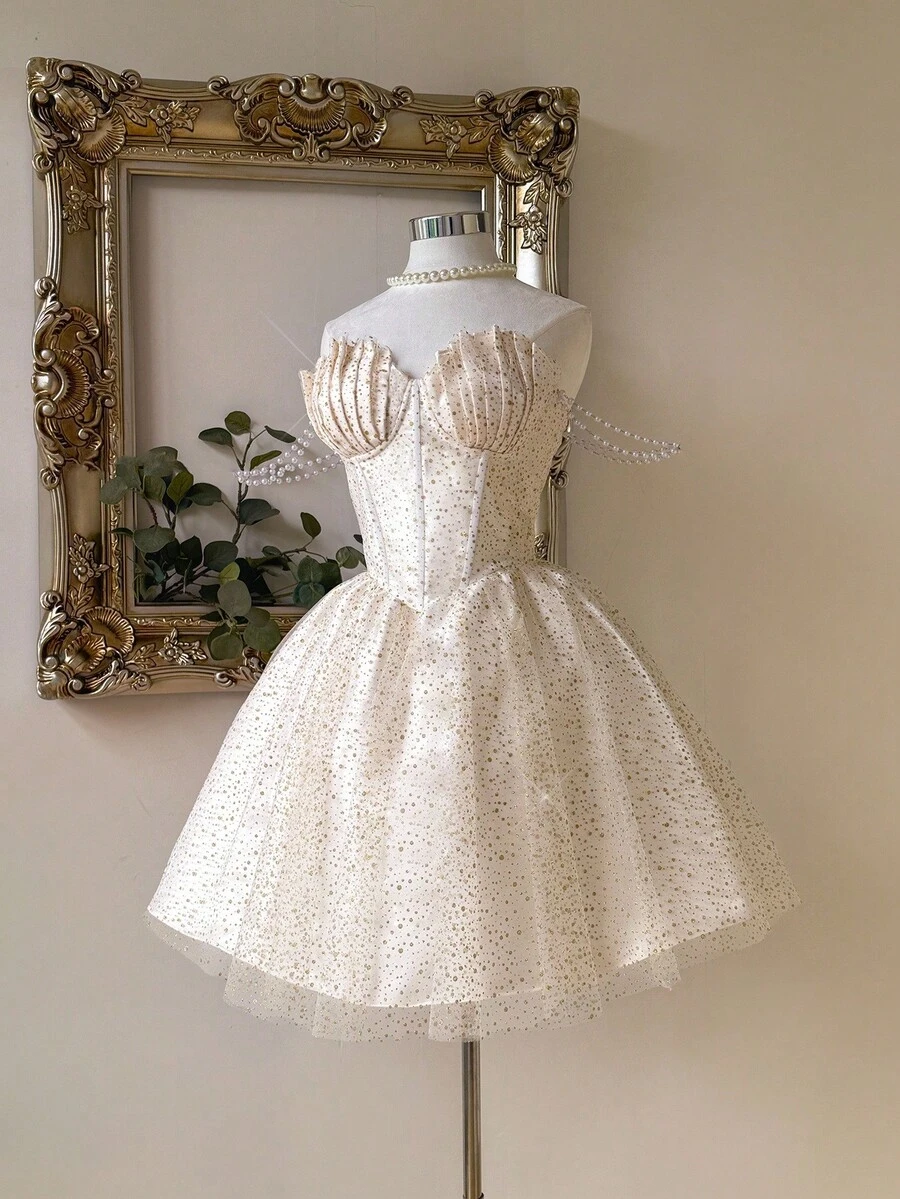 Lovelzi Dây chuyền ngọc trai thủ công màu trắng sang trọng thanh lịch, dây chuyền ngắn cổ vỏ sò satin nối lưới, thích hợp làm quà tặng trang phục trang trọng