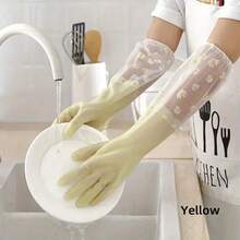 1双长袖橡胶手套，可重复使用洗碗手套，厨房烤箱宠物清洁手套 - 彩色 - 查看 14