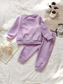 Vintaside Kids 2 pièces Ensemble T-shirt et pantalon de jogging pour bébé fille, style campagnard. Confortable pour la saison de transition printemps/automne, et polyvalent pour le port quotidien - Prune - Voir 2