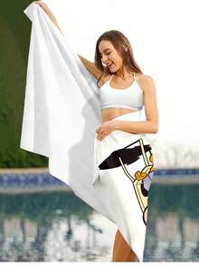 TOM & JERRY X SHEIN 1Pc Cartoon Pattern Beach Towel Crafted With Ultra-Fine Microfiber, Cloud-Soft Beach Towel, Hypoallergenic And Non-Irritating, Ideal For Sensitive Skin - Green - View 7