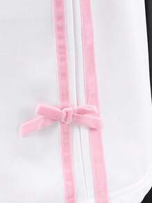 Sparklyn 2pcs/Set Teenager Girls Outfit, Back-To-School Spring Autumn Long Sleeve Zip-Up Jacket With Side Stripe & Bow, Matched With Knitted Short Skirt, Comfortable Fabric, Youthful Design For School Or Daily Wear Fall Winter