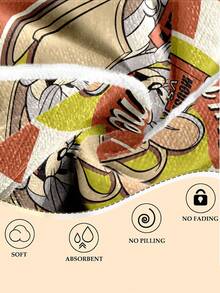 TOM & JERRY X SHEIN Toalla de playa de secado rápido con gráficos de dibujos animados, transpirable y antimicrobiana - Beis - Ver 3