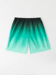 SHEIN Tween Boy Gradient Beach Shorts With 2 In 1 Swimwear - Blue - View 6