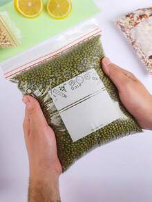 SHEIN 1 pièce Sac de conservation réutilisable Sac de rangement réfrigéré pour légumes, fruits et grains. Sac scellé multi-tailles pour aliments frais. Sac scellé pour aliments frais au réfrigérateur (motif du sac aléatoire) - Blanc - Voir 4