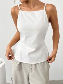 SHEIN EZwear Camisole d'été pour femmes, sexy, unicolore, dos nu