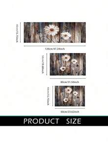 SHEIN 1 件木质花卉印花柔软舒适厨房垫，防水防油入口门垫，易于清洁的床边地垫，适用于客厅、走廊、浴室、洗衣房装饰