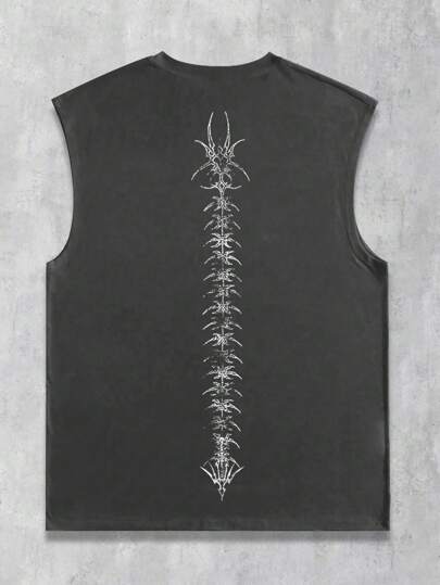 Goth Camiseta de tirantes casual con estampado para hombre