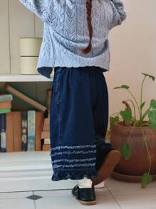 Dazy Kids Baby Mädchen Lässig Weite Beine Lose Gerade Bein Jeans, Kleinkind Herbstkleidung