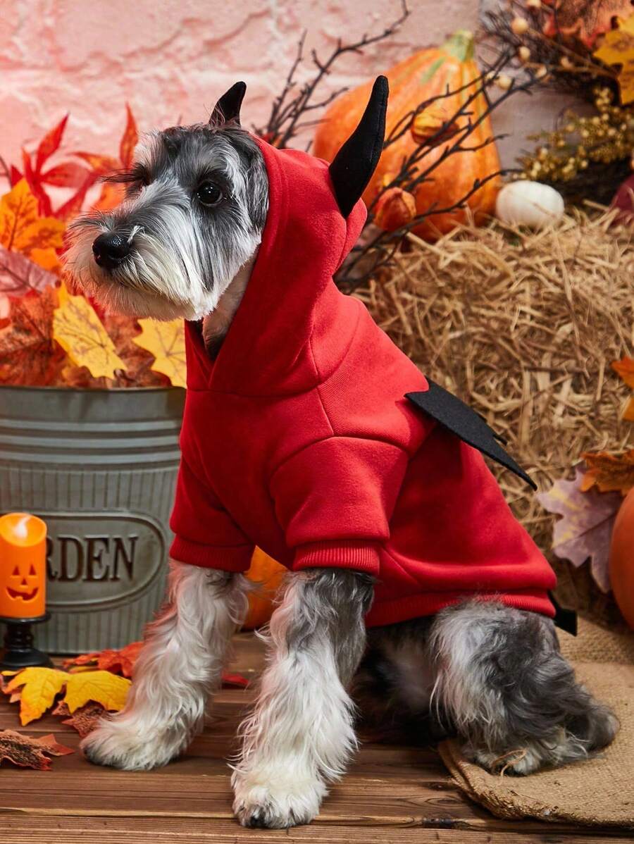 PETSIN 1 pieza Sudadera con capucha para mascotas con diseño de oreja 3D de demonio de Halloween