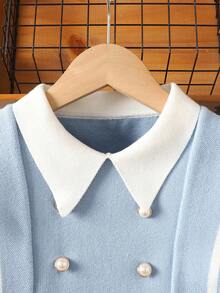 SHEIN 青少年女孩长袖翻领修身休闲毛衣裙