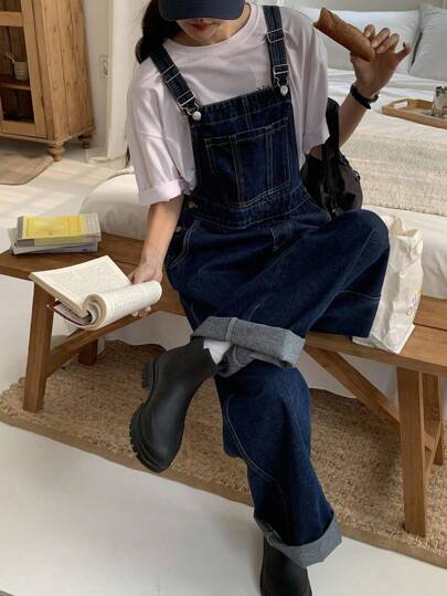 DAZY 걸 및 걸 캐주얼 레트로 데님 점프수트 & 오버롤 가을, 겨울