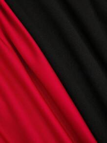 Sweetra Camiseta de tirantes finos y cuello profundo drapeado asimétrico negro, talla grande y sexy - Multicolor - Ver 9