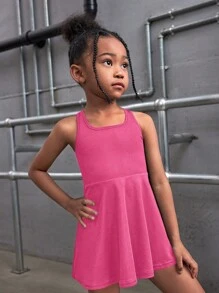 SHEIN SLAYR KIDS Young Girl Solid Color Snug Fit Sleeveless Hollow-Out Activewear