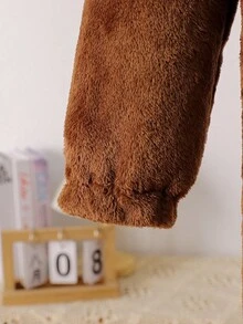 Bộ đồ liền thân dài tay màu nâu cà phê trơn có mũ trùm đầu cho bé trai tuổi mới lớn, đồ mặc nhà thoải mái và mềm mại - Cà phê nâu - Xem 3