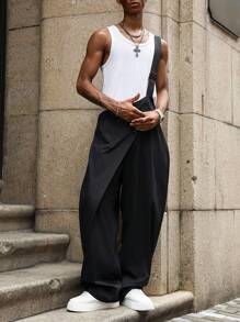 Manfinity EMRG 男士纯色口袋阔腿宽松休闲工装裤，秋季