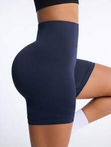 SHEIN Velisys Women's Solid Color High Waist Casual Versatile Daily Wear Sports Shorts - Multicolor - View 7