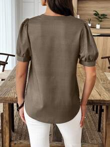 女士度假休闲花卉印花缺口领衬衫 - 彩色 - 查看 2