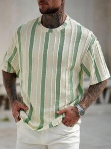 Manfinity RSRT Men's Casual Knitted Textured Jacquard Pink T-Shirt